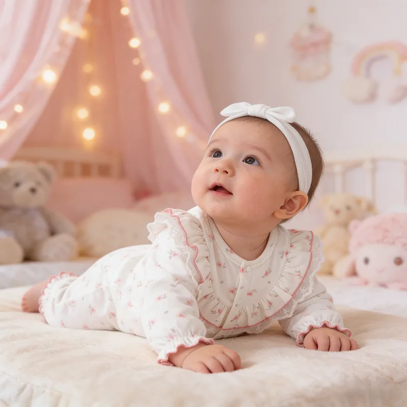 Children Clothing Spring Autumn Baby Clothes Newborn Floral Cotton Long Rompers Baby Jumpsuit Comfortable Sweet Crawling Clothes
