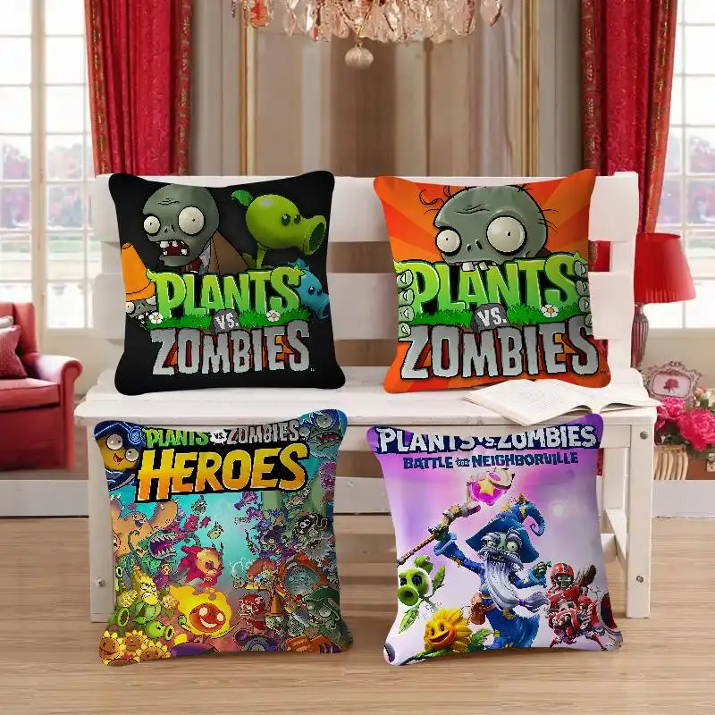 بارد P-النباتات مقابل. Z-الزومبي مكتب وسادة المخدة غطاء وسادة السيارة 45X45CM قطني المخدة أريكة غطاء وسادة #4