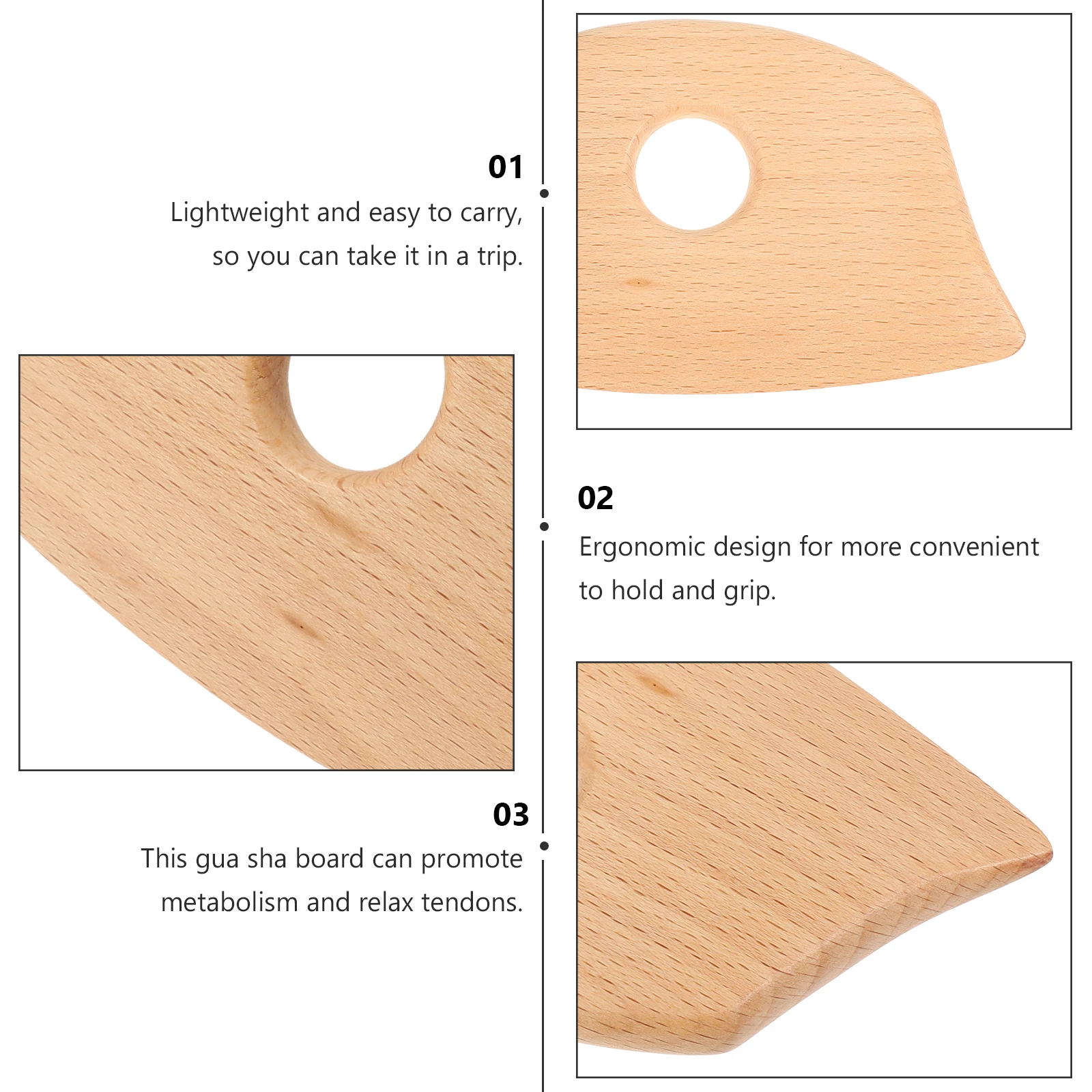 1 pz compatto raschiante in legno strumento portatile per massaggio Guasha per collo gambe posteriori leggero massaggiatore manuale bordo perline relax
