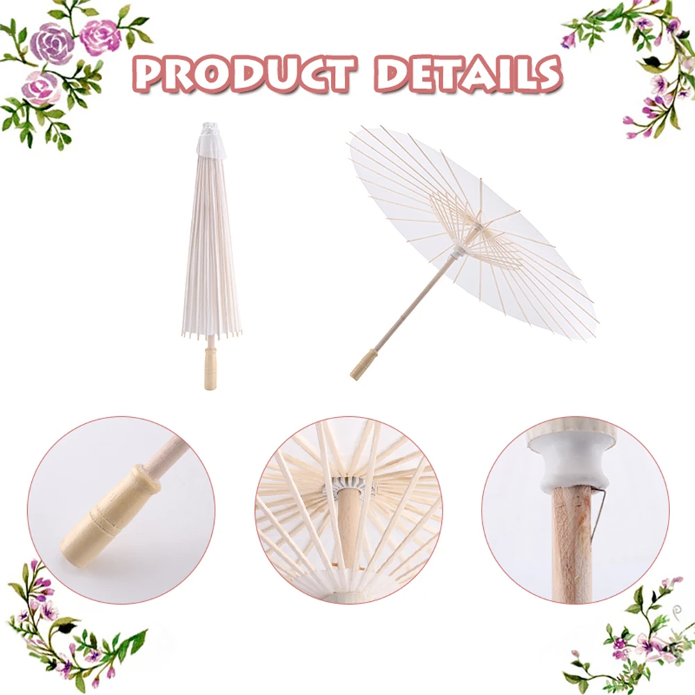 4/6/8/10PCS Wedding paper umbrellas Wooden Handle White DIY 60/84cm Chinese Paper Umbrella for Bridal Shower Party Wedding Props