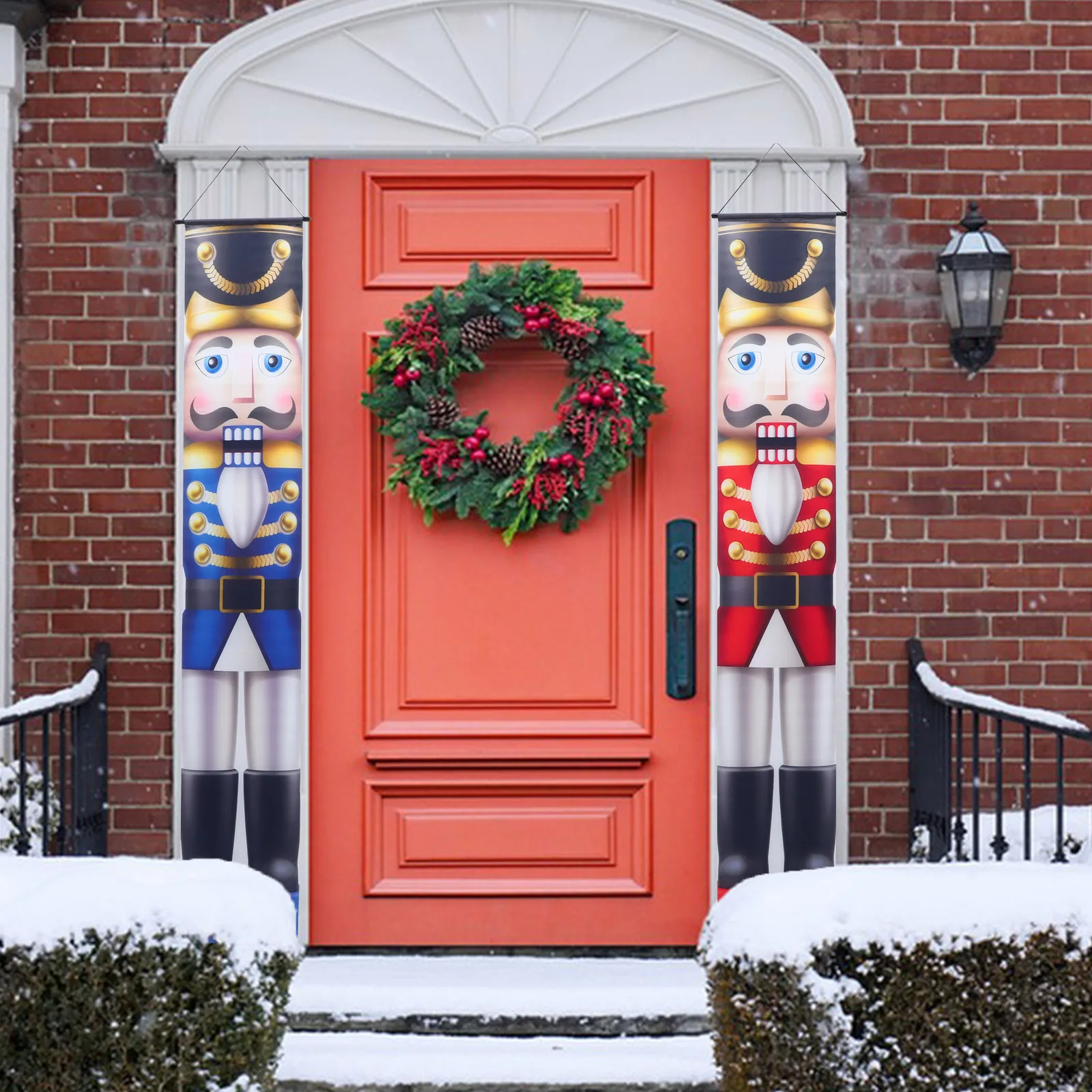 

2pcs Door Creative Christmas Style Nutcracker Hanging Banner Party Festival Home Front Decor Xmas Door Hanging Decor Nutcracker