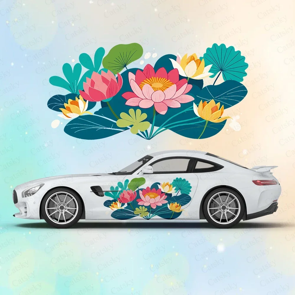 

Chinese Style Lotus Large Car Stickers and Decals Car Body Stickers Car-Side Decals Waterproof Car Vinyl Stickers