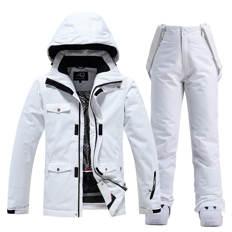 

Ski suit waterproof suit for men and women White and black Outdoor Winter thickening keep warm Single board and double board