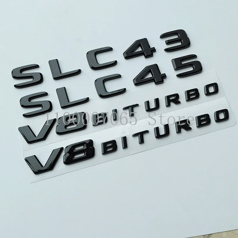 2017 Glossy Black Letters SLC43 SLC45 V8 Biturbo Emblem for SLC R172 Car Fender Trunk Nameplate Logo Sticker