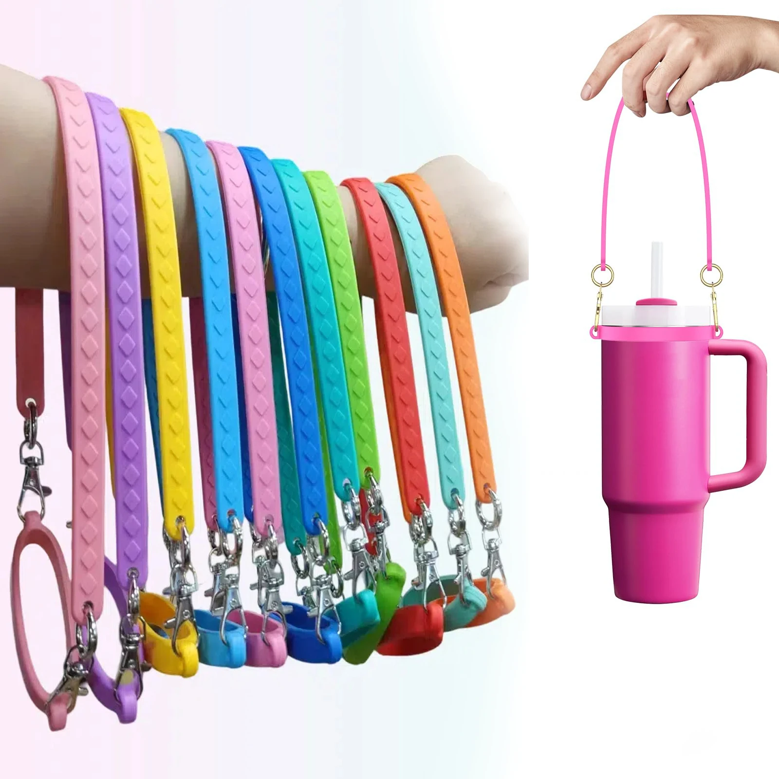 Water Bottle Handle Strap Silicone Water Bottle Sling Carrier Holder Strap Universal Fits Most 8-40oz Bottles Cup Accessories