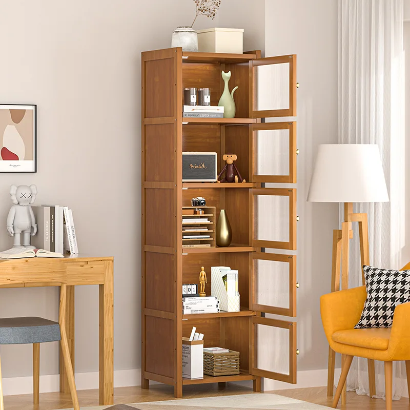 Bookshelf Floor-to-ceiling shelf Bookcase Locker Integrated against the wall Household simple small dust-proof crevice