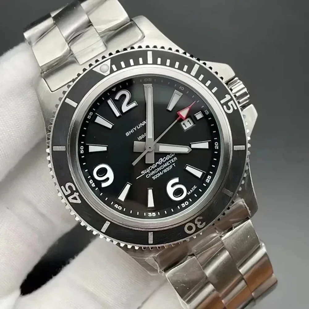 WATCH1 Store Orologio da uomo con quadrante grande Recensione calendario marino Orologio meccanico automatico Orologio da polso meccanico in acciaio inossidabile