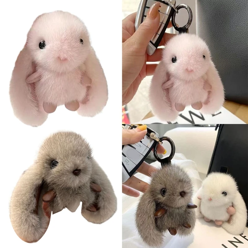 Imitation Sable Plush Cute Net Red Rabbit Pendant Long Ears Rabbit Key Chain Plush Doll Rabbit Car Pendant Bag Decorations