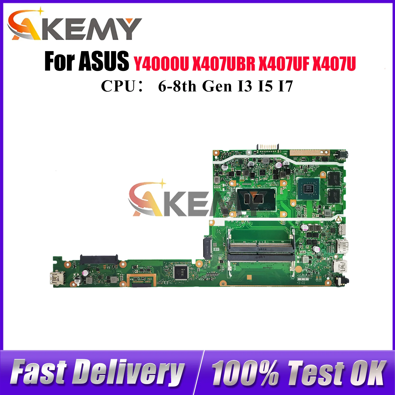 

X407UB Материнская плата для ноутбука ASUS VivoBook X407UB X407UF F407U A407U X407UV X407UBR Y4000U X407UAR X407U Материнская плата I3 I5 I7 CPU