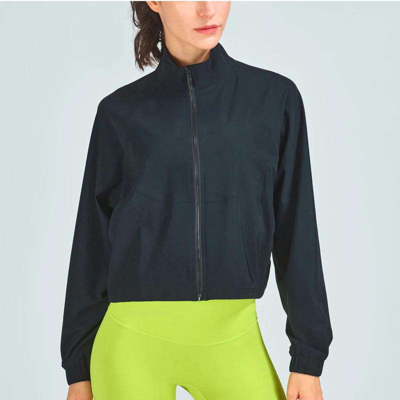 VITALINOVO Sportliche Trainingsjacke für Damen, UPF 50+, langärmelig, Sonnenschutz, leichte Hemden, kurze Jacken mit Reißverschluss, Laufen – Detail 2
