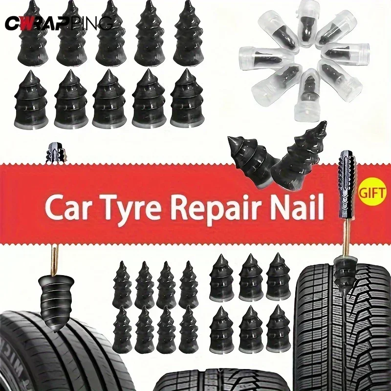 10-30Pcs Car Vacuum Tyre Repair Nails Truck Scooter Bike Tire Puncture Repair Tools Rubber Metal Nails for Cars Accessories