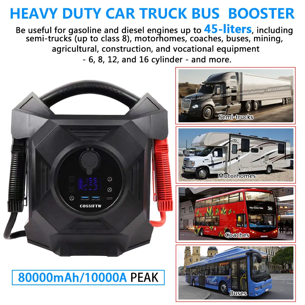 Industrial diesel Jump Starter COSSIFTW 10000A Big Rig Battery Booster 12V 24V for Buses and Trucks
