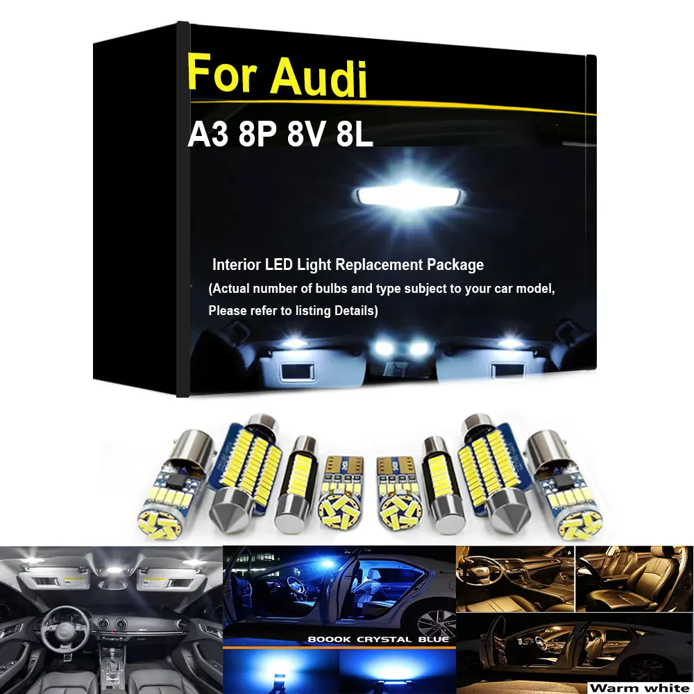 Image of LED-Innenbeleuchtungsset für Audi A3 S3 8P 8V 8L RS3 1999 2001 2002 2003 2004 2006 2008 2010-2022 Autoteil