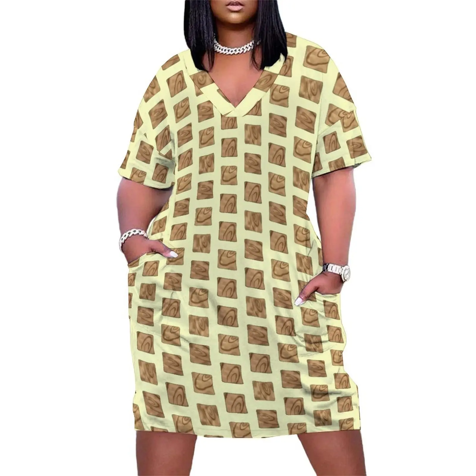 The Breakfast Selection - Cinnamon Swirl Crunch Loose Pocket Dress summer dress korean women