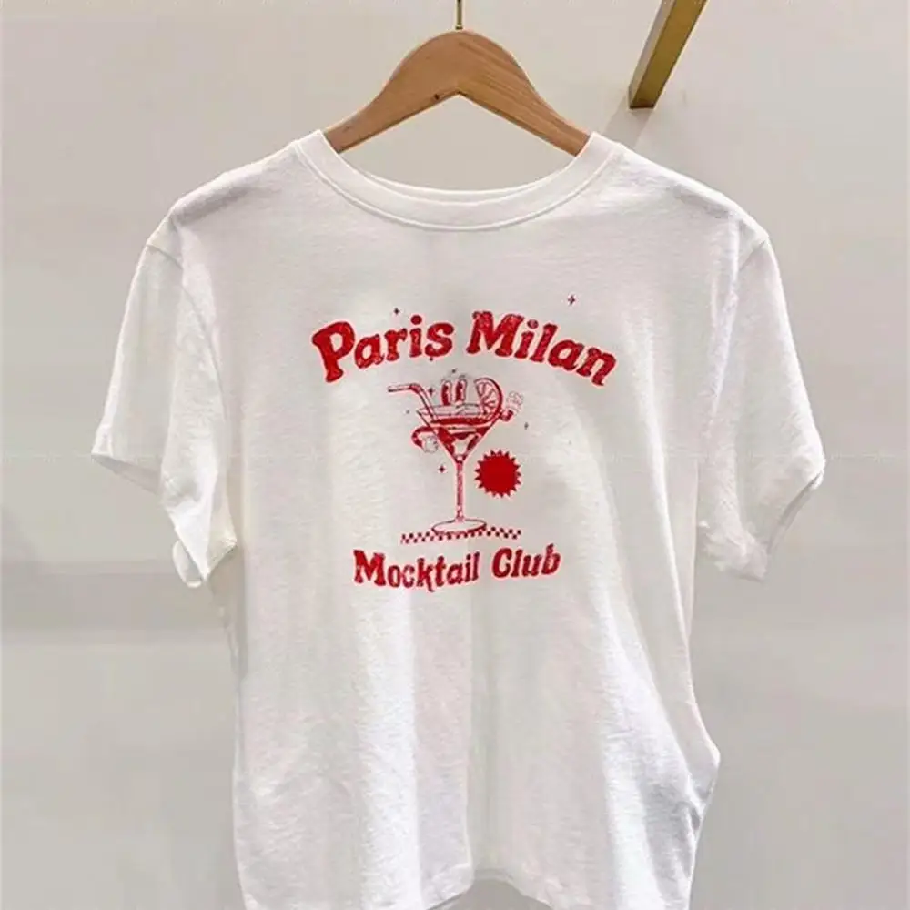 Spring Summer Mj Fashion Cute Letter Pattern Versatile T-Shirt Top Ladies' Shirt Stylish Casual Comfortable All-Match Design