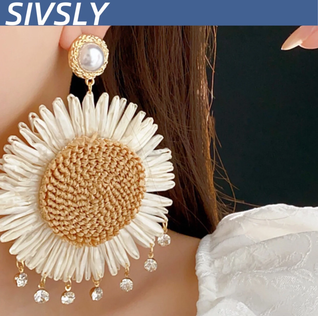 

[Chrysanthemum] Bohemian Silver Needle Chrysanthemum Earrings, Retro, Unique, Exaggerated Design, Luxurious, High-End