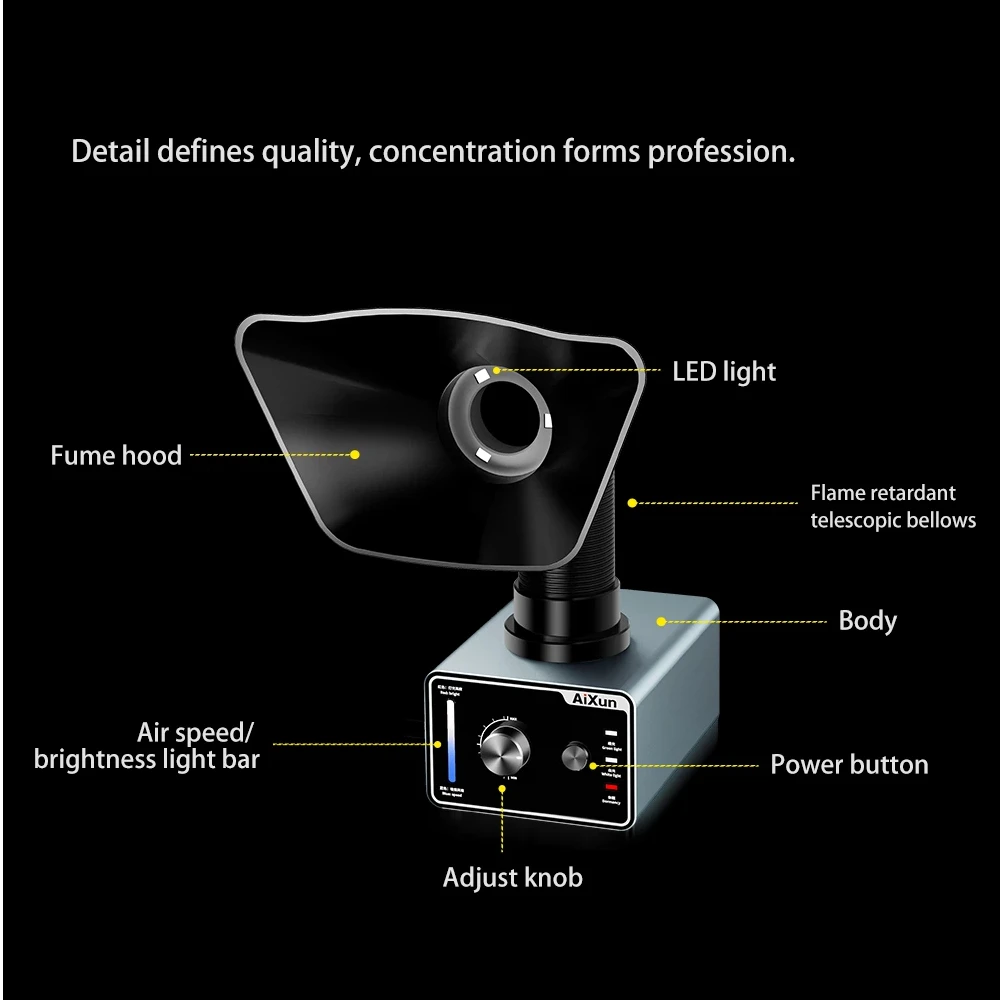 مستخرج الدخان AIXUN ES02 بزر واحد يبدأ مع التحكم الصوتي AI، شفط قوي، ترشيح فعال، قوي ومتين #1