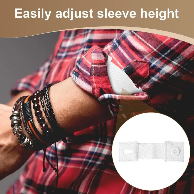 1Pair Shirt Cuff Extender Elastic Button Extension Strap Men Women Sleeve Holder Cufflinks Arm Cuffs Bands Extension Accessorie