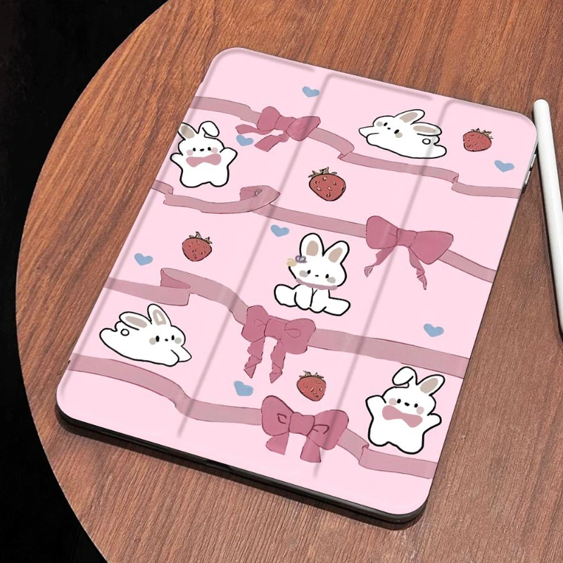 

Protective Cover for Ipad Mini6 8.3 Ipad 3 10.5 Inch 10.2 7th 8th 9th Gen IPad Air 5 2022 Air 4 Case Pink Cute Bunny Simple