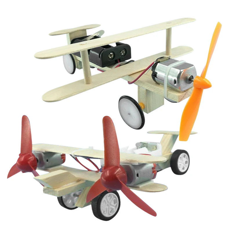 Kid Assembling Electric Toy Electric Handmade Taxiing Airplane Model Blocks Toy Educational Experiment Toys