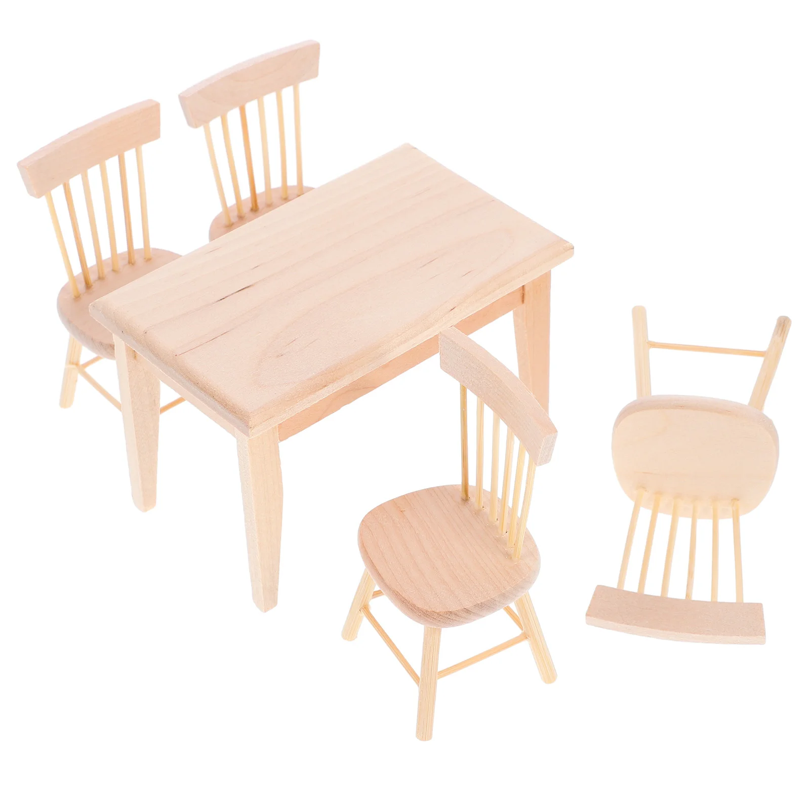 Dollhouse Kitchen Retro Furniture Kids Toys Small Wooden Red Miniature Chair Figurines
