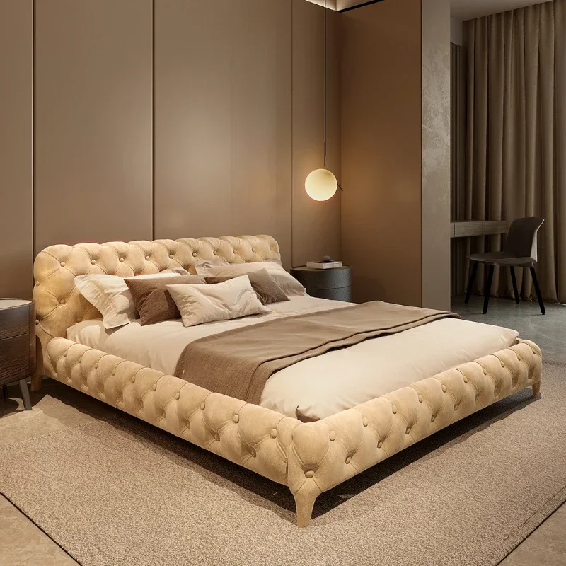 

Fabric Bed Light Luxury Large Flat Bedroom Atmosphere Minimalist Internet Celebrity Bed Ins Master Bedroom