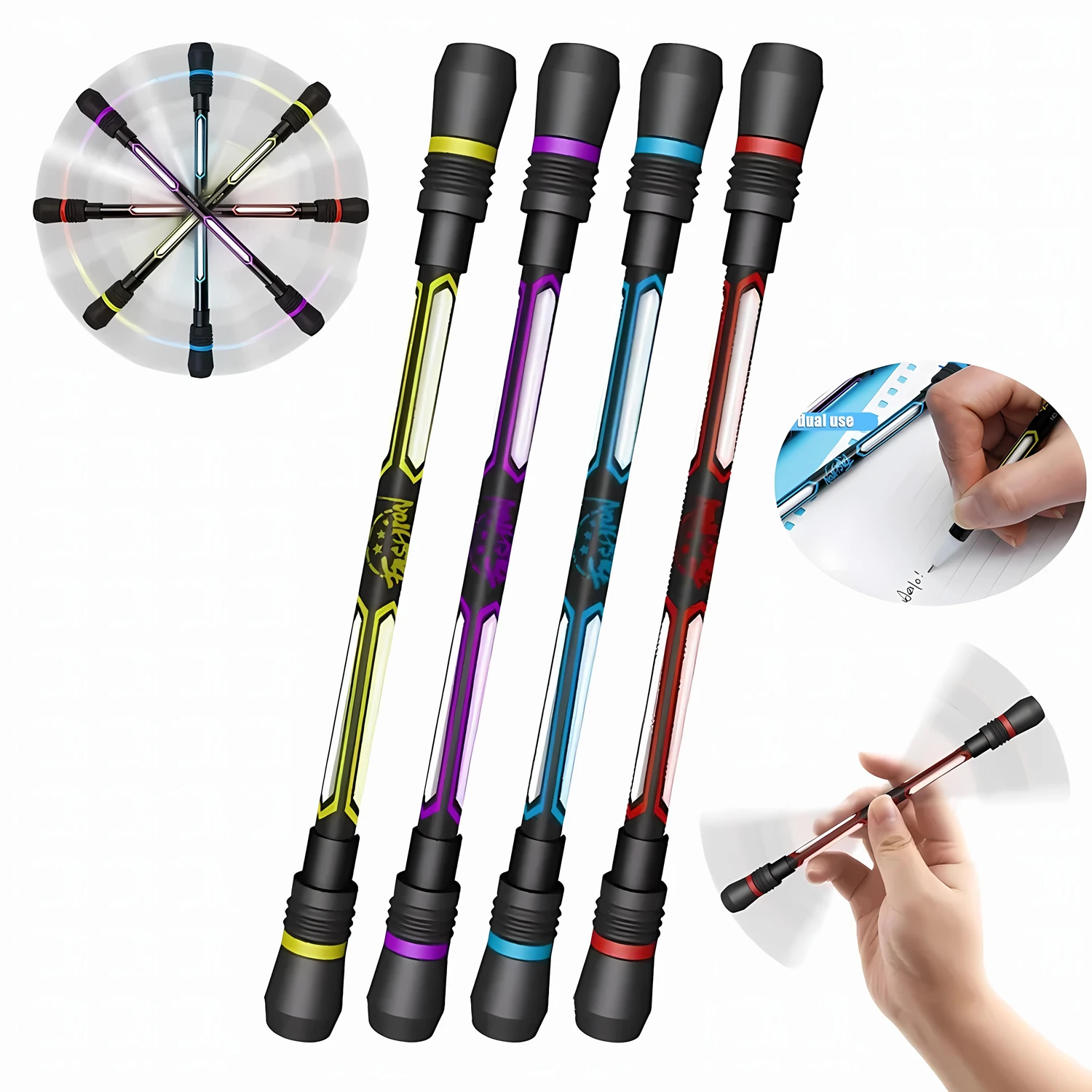4 Stück kreative Spinning Pen Spinner Spielzeug Erwachsene Kinder Stress lindern rotierende Gel stifte Anti-Rutsch 0,5mm Gel stifte Student stationär