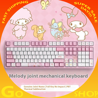 Original AKKO 3087 Melody Mechanical Keyboard PBT Keycap Sublimation Cartoon Image Full Key Rollover Wired Mechanical Keyboard