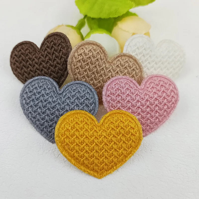 60Pcs Crochet Heart Padded Applique For Children\'s Headband Hair Clip Accessories Hats Decoration Patches