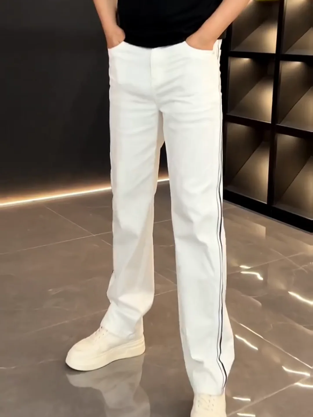 

New Summer Men's Slim Fit Casual Comfortable Denim Wide Leg Pants Faionable Simple Sle Versatile Cool mid Waist Zipper