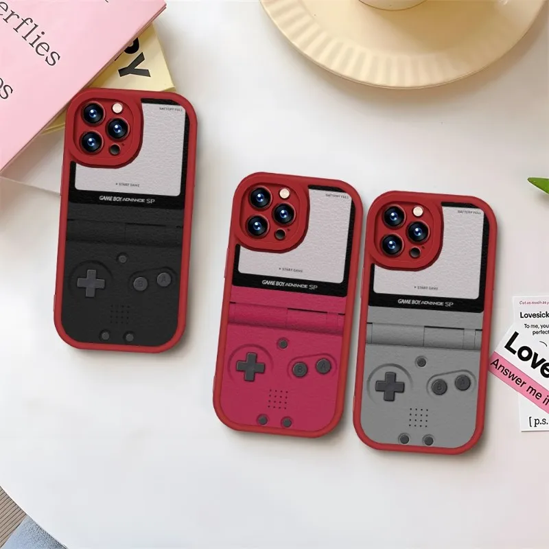 Game Machine Pattern Boys Phone Case Red For IPhone 11 13 14 12 Pro Max Mini Xs X Xr 7 8 Plus SE2020 Leather Silicone Coque