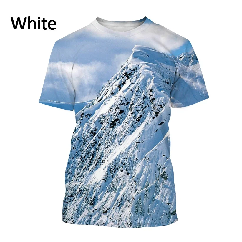 New Snow Mountain 3D Printing Short-sleeved Breathable T shirt Men and Women Natural Landscape Pattern Streetwear Tops