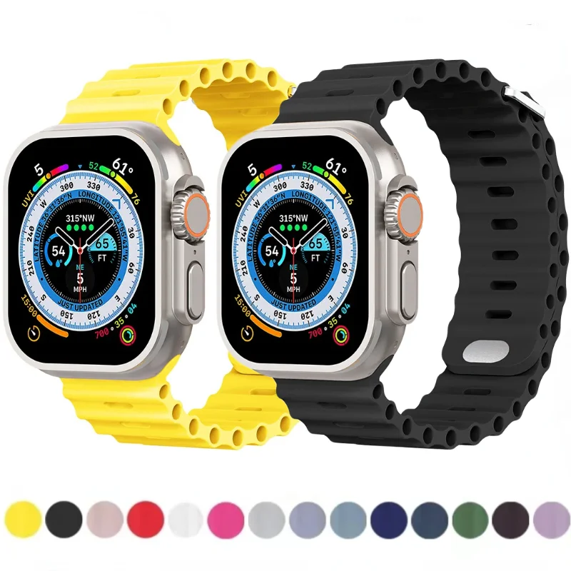 Siliconen Band Voor Apple Horloge 10 46Mm 42Mm Ultra 2 49Mm 9 8 7 45Mm 41Mm Dubbelknopen Stijl Band Voor Iwatch 6 5 4 3se 44Mm 40Mm