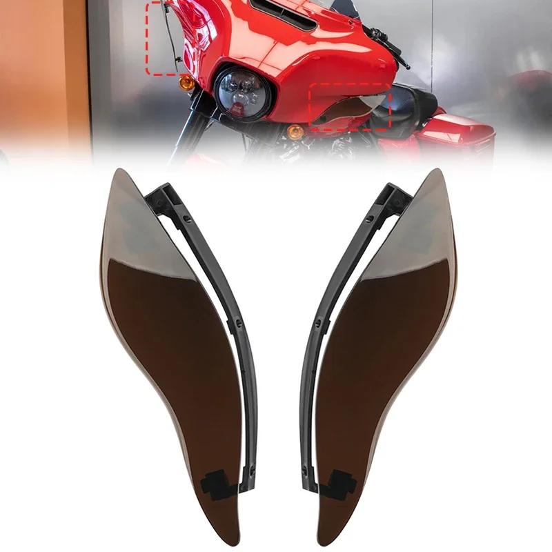 

For Harley Touring Electra Street Tri Glide CVO 2014-2022 Motorcycle Smoke Side Fairing Air Deflector Adjustable Wing Windshield