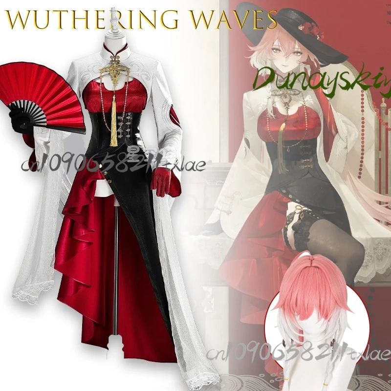 

Wuthering Waves Didiliang Changli Cosplay Costume Full Set Anime Character Outfit Carnival Suit Women Girls Red French Dress