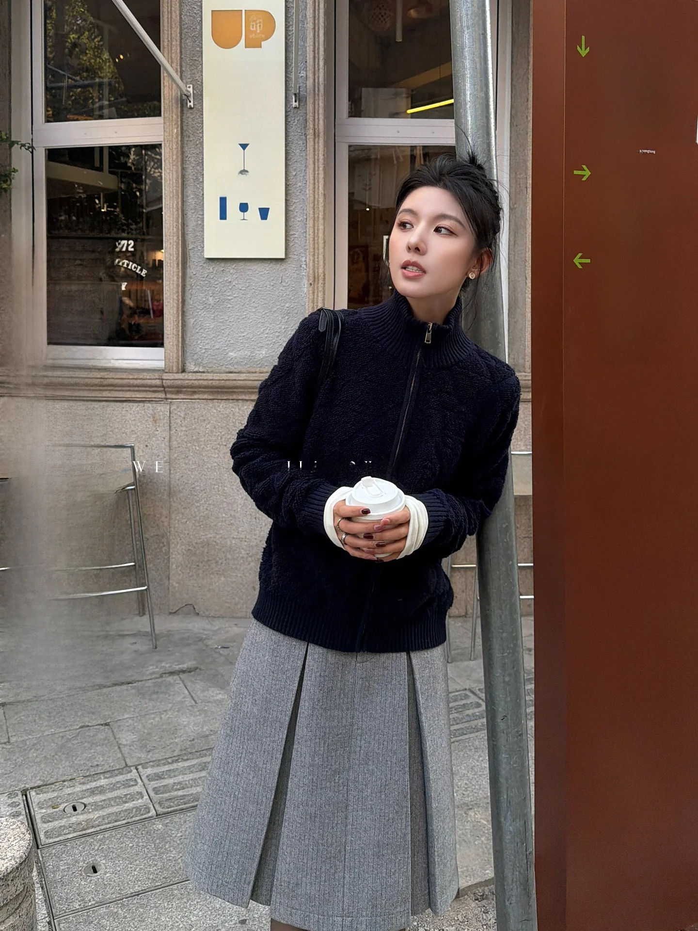 

Blue adient Fce Zipper Knitted Open Cardigan Women's Winter Thiened Regular Fit Long Sve Color Daily Wear