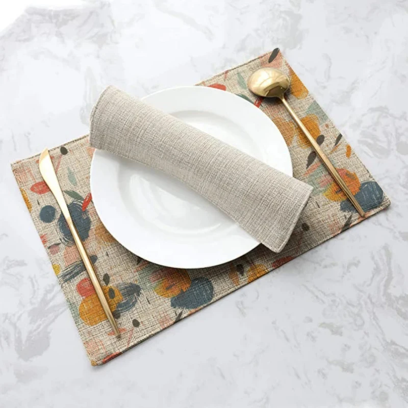 VIKAMA 2/4/6pcs Bohemian Minimalist Placemat Set Heat-Resistant Rectangular Linen Placemat Kitchen Dining Table Decoration