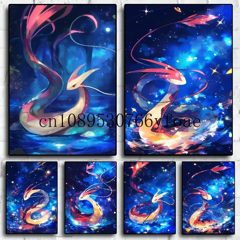 

Classic Japanese Anime Pokemon Milotic Poster Decor HD Picture Wall Art Watercolor Canvas Painting Modern Room Decor Kids Gifts