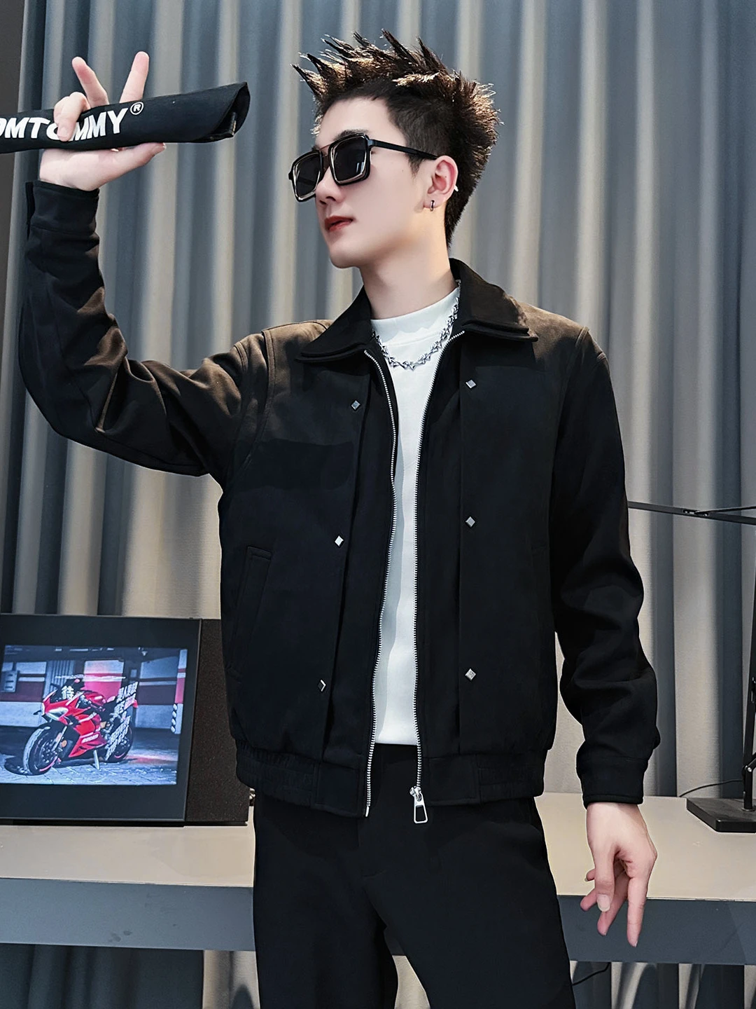 Capispalla Jaet con risvolto a doppio strato caramello Capispalla di marca alla moda Pelle scamosciata Calore Autunno Inverno Abbigliamento da lavoro americano di fascia alta Top Haome