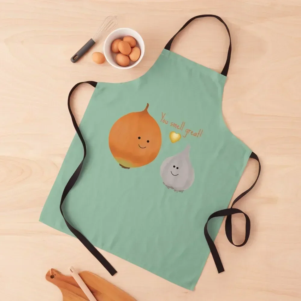 

Cute Onion and Garlic, You Smell Great (green) Apron kitchen clothes household woman Chef Uniform For Men Kitchen Women Apron