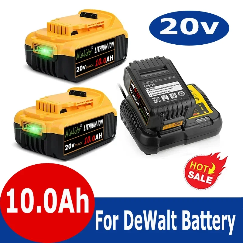 

20V 10.0Ah 10000mAh DCB200 18650 Replacement Li-ion Battery for DeWalt MAX DCB205 DCB201 DCB203 Power Tool Batteries