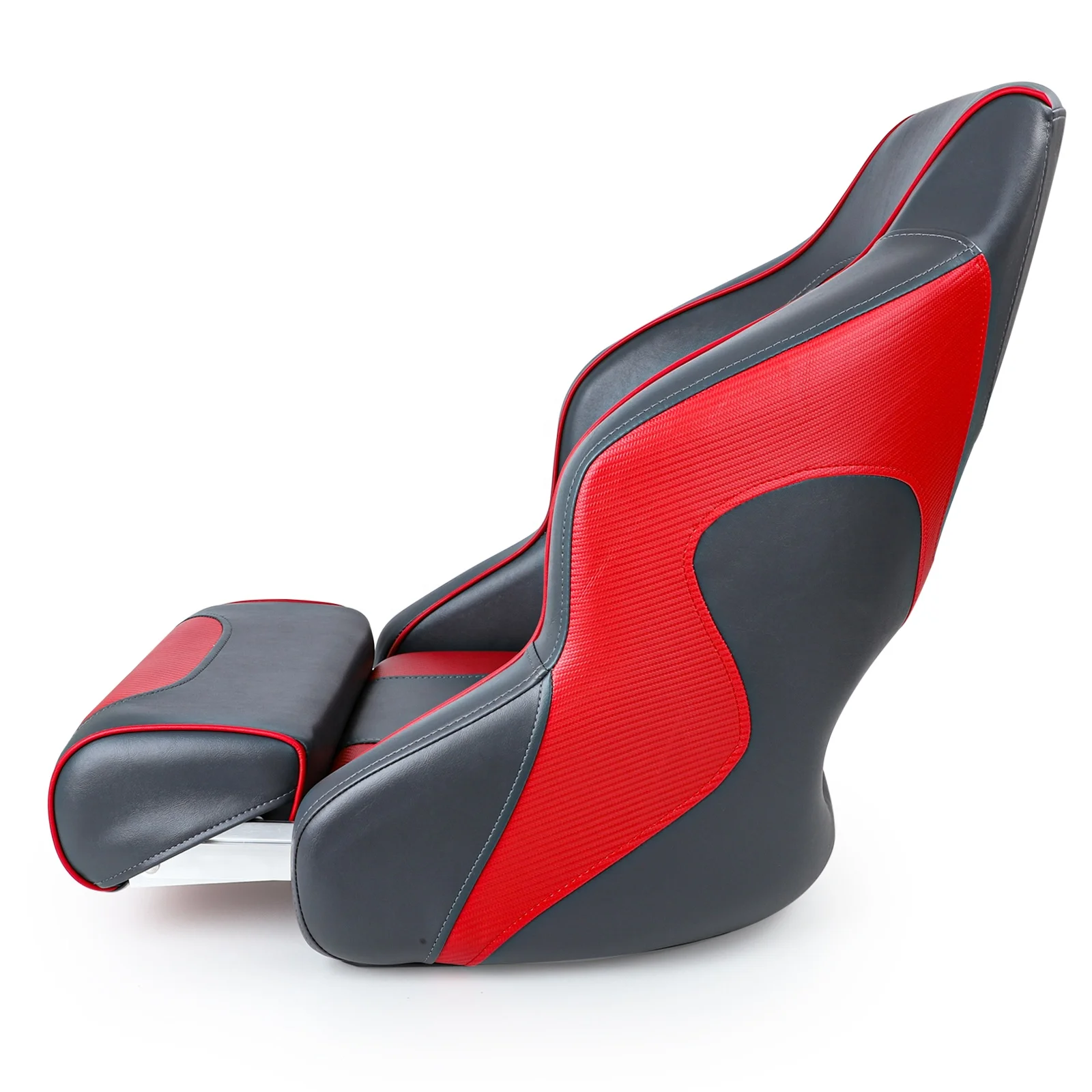 Asiento de barco gris en rojo con cojín tapizado completo Asiento de pasajero de yate para barco marino de alta calidad