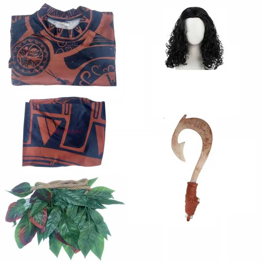Adult Moana Maui Costume Halloween Cosplay Tattoo Dress Up Carnival Outfit Men Women Maui Halloween Costume image 3