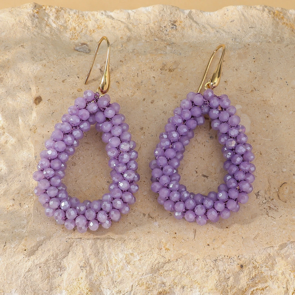 Boho stijl veelkleurige waterdruppel oorbellen voor vrouwen elegante handgemaakte kristallen kralen hangende oorbellen zomer strandfeest sieraden