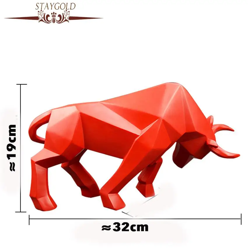 32cm Statue Red Bull Sculpture Home Decor Animal Figurine Nordic Home Decoration Tabletop Statues Bulls Figurines Cabinet