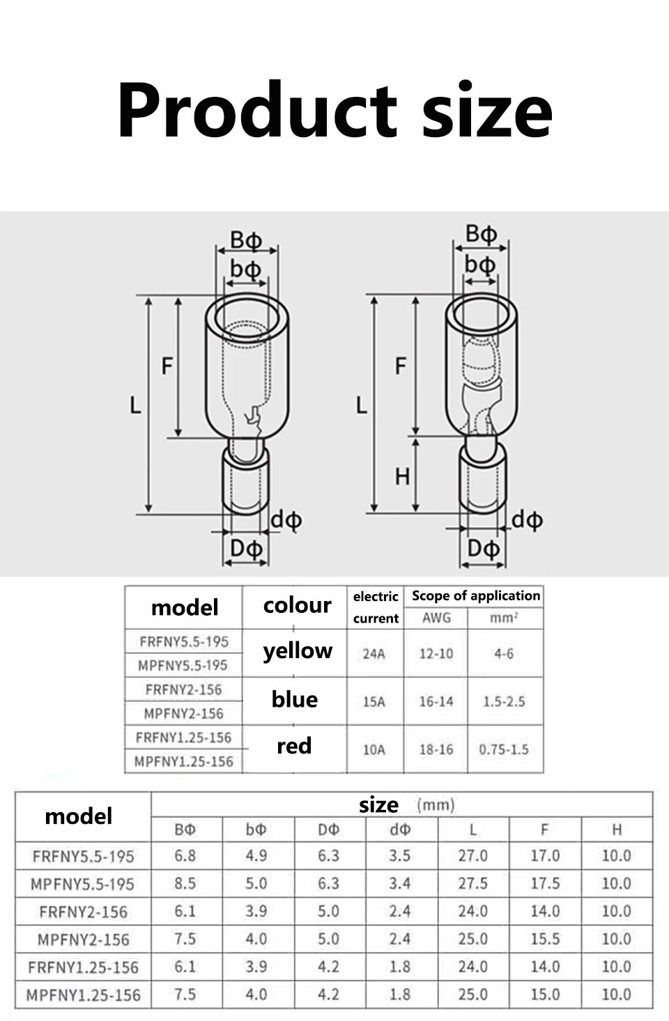 Kabelverbinder mit Rundkopf, Männlich-Weiblich Schnellverbindung, MPFNY FRFNY, Nylon-Isolierte Kabelklemme, Steckbare Endklemme – Detail 7