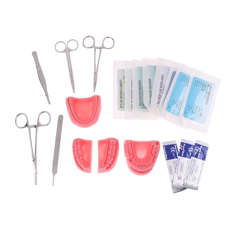 1Set Dental Surgical Suture Training Kit Suture Dentistry Practice Model Training Pad Scissors Tool Teaching Operate Kit