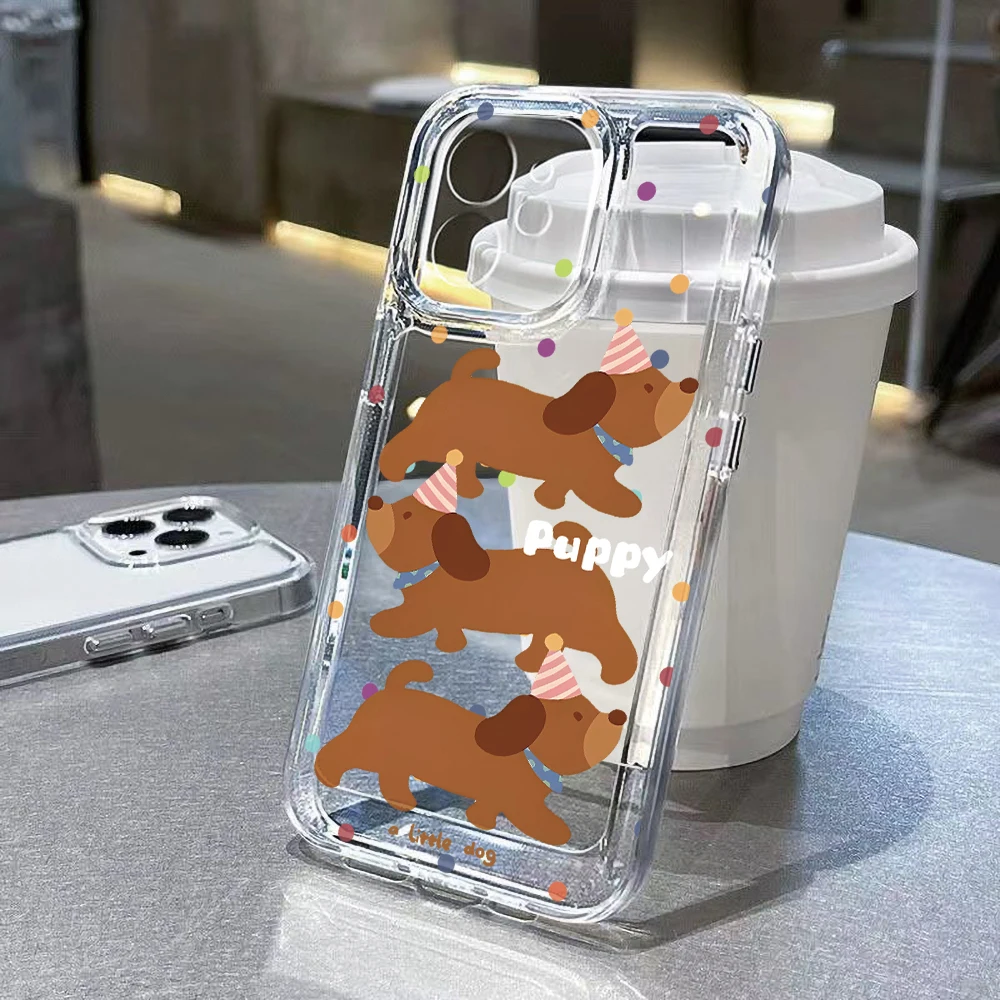 Cute Animal Dog Phone Case For iPhone 15 Pro Case iPhone 11 12 13 14 Pro Max XS XR X 7 8 Plus SE 2020 Soft Clear Cartoon Cover