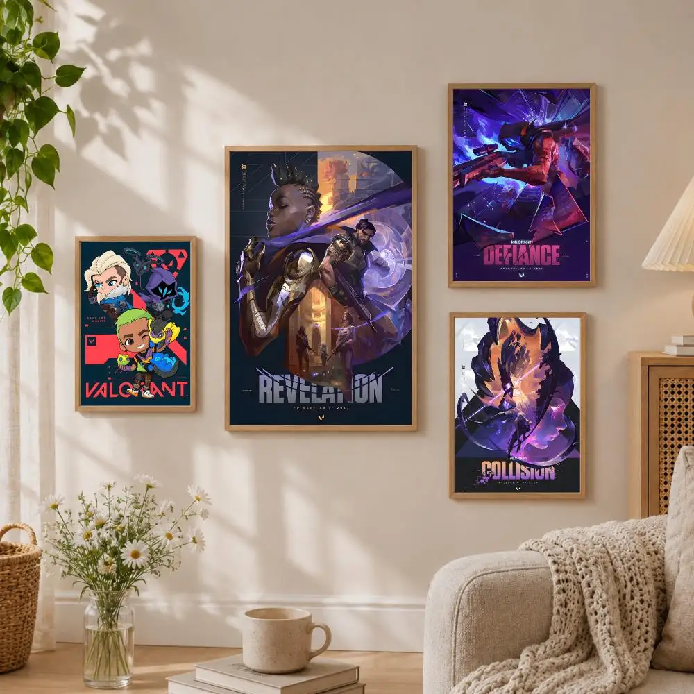 Game V-Valorant Poster Stickers HD Painting Self-Adhesive Art for Bedroom Living Room Home Decor Wall Decals Gift