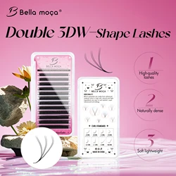 Bella moça 6DW Lashes 8-14mm D Curl 0.07 Black/Brown Natural Soft Lashes Double 3DW Lashes